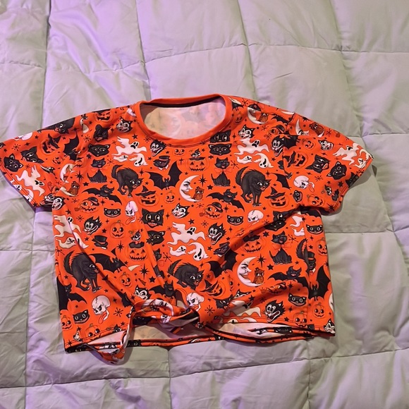 Limited Black Milk Trick or Treat Tie Front Halloween Top size Large - Picture 3 of 8